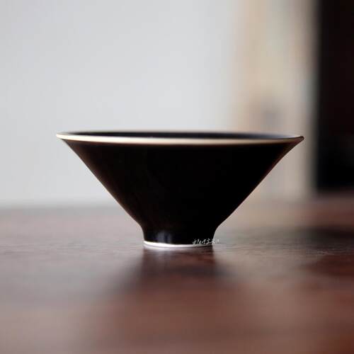 定瓷茶具定窑黑釉斗笠茶盏仿古