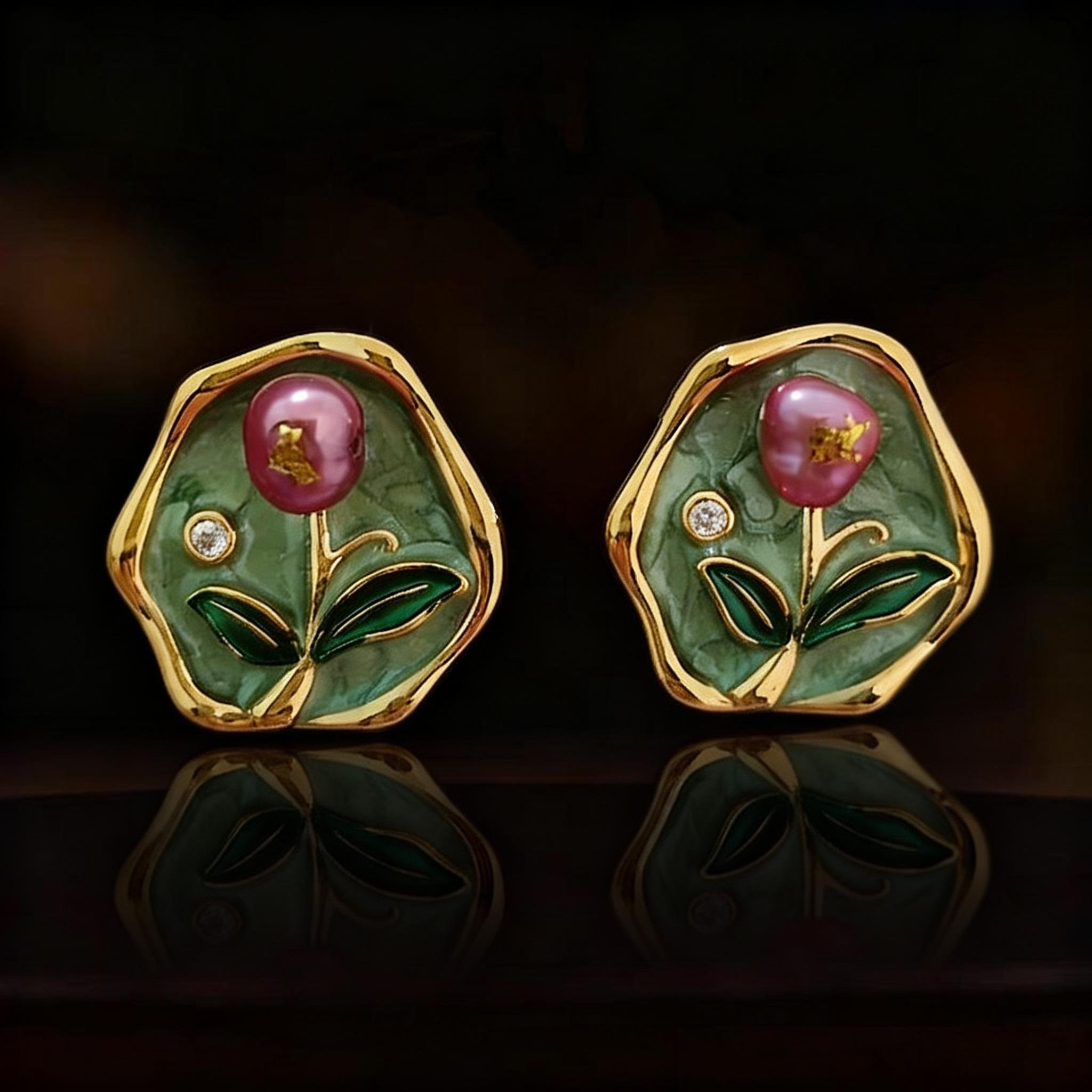 2026年新款潮耳饰复古气质珍珠油画莫奈的花园耳环女小众设计感,饰品/流行首饰/时尚饰品新,耳环,淘宝优惠券,粉丝福利购,淘宝优惠卷