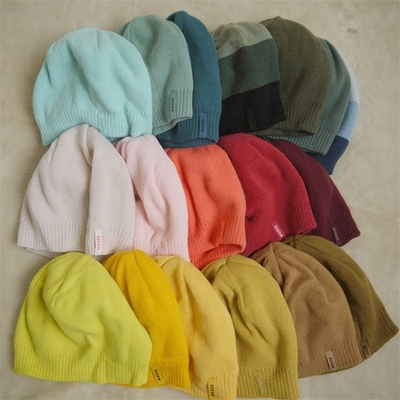 外贸秋冬男女款休闲保暖护耳帽子细毛线针织帽圆顶套头帽冷帽素色