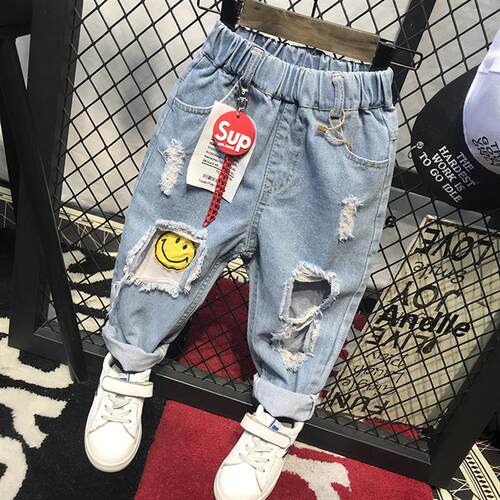 Children Broken Hole Jeans New Boys Girls Jeans Fashion 2-6Y