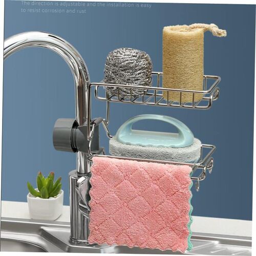 Kitchen Faucet Holder Soap Drainer Shelf Basket Organizer