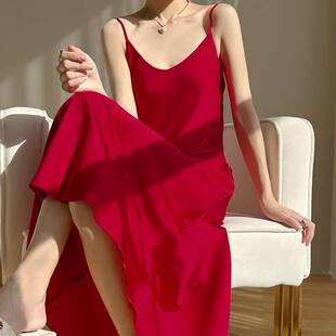 neck summer dress women sling satin new suit Acetic acid