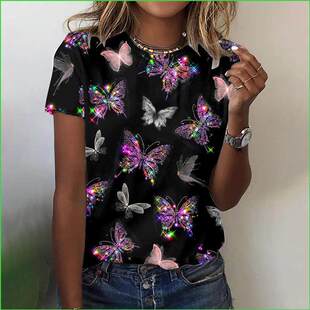 Fashion For Ladies Tshirt Shirts Print Women Butterfly