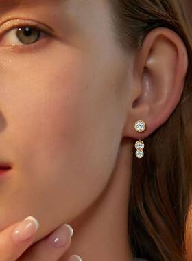 All Round Moissanite Diamond Ear Jacket Earrings mm&mm&.mm
