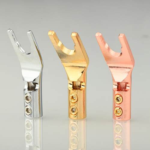 4X Cable Clip Wire Connector Banana Plug Silver Copper