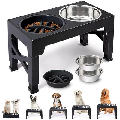 Elevated Dog Feeder Bowls Raised Stand with Double Stainless