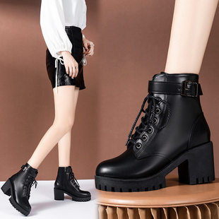 heel women high boots shoes英伦风马丁靴高跟女靴欧美新 martin