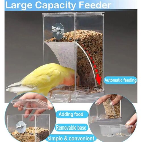 No Mess Automatic Bird Feeder Transparent Food Container Cag