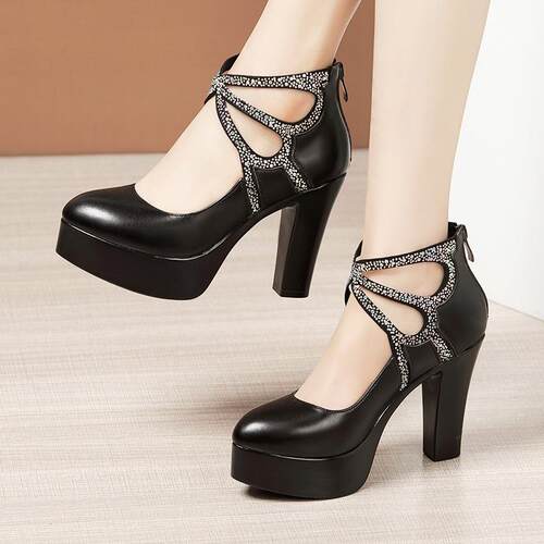 High heel thick heel 10cm Roman sandals for women  summer ne
