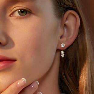 All Round Moissanite Diamond Ear Jacket Earrings mm&mm&.mm