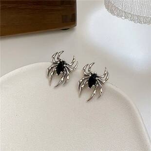 Old Retro Spider Zircon Women Halloween Earrings Gothic