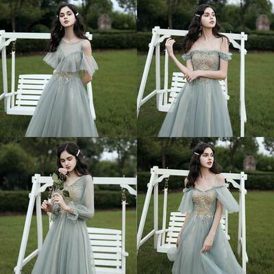 Vkkpu Green Wedding Banquet Bridesmaid Dress伴娘服