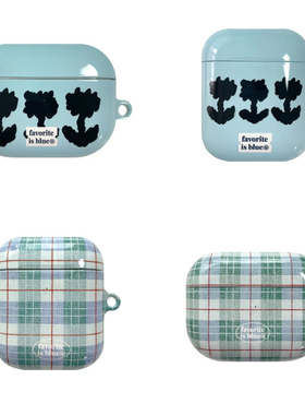 韩国代购 midmaly 时尚经典简约花朵格子airpods1/2/3/pro耳机壳