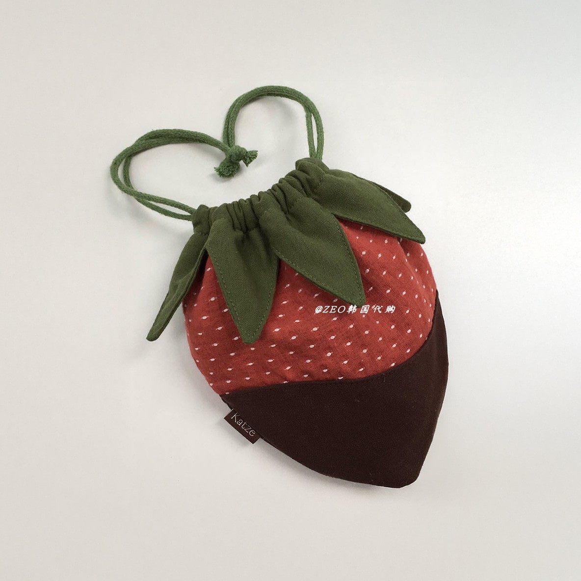 韩国代购 ins风小众设计 巧克力酱草莓 抽绳收纳包 大容量化妆包,收纳整理,化妆包,淘宝优惠券,粉丝福利购,淘宝优惠卷