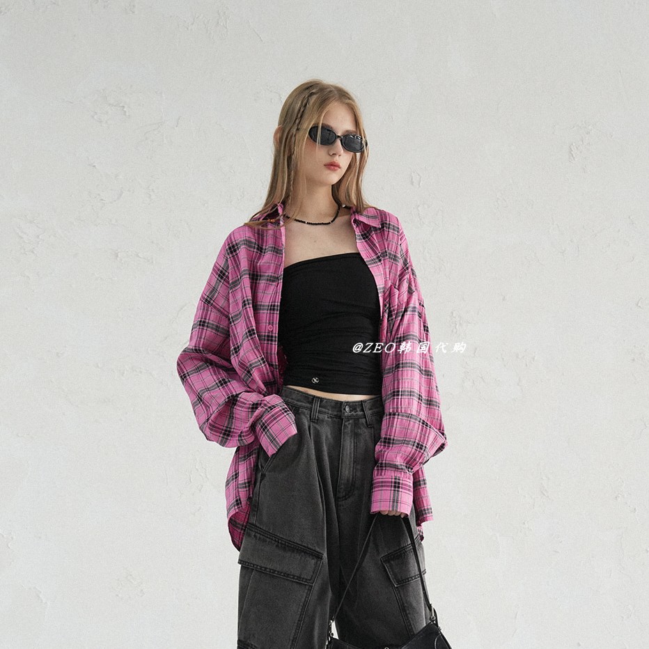 韩国代购Avandress经典格纹衬衫