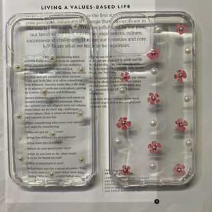 韩国代购 官网正品 ins小众设计 小清新珍珠花朵透明手机壳 苹果iPhone15三星Z flip折叠保护壳