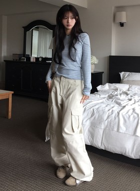 ZEO 韩国代购 modimood 官网自制 长裤变短 一裤两穿休闲工装长裤