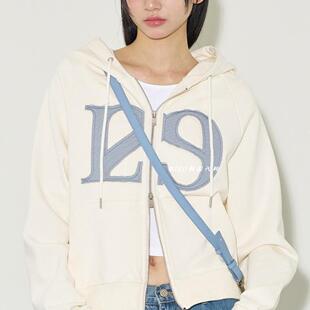 韩国代购 illigo 张元英李马克同款129logo拉链连帽卫衣 开衫外套