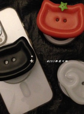 ZEO 韩国代购 ins小众设计 可爱猫猫头纽扣磁吸手机支架 支撑TOK