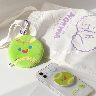 韩国代购 recorder factory 扁扁网球迷你圆形零钱包耳机收纳挂包