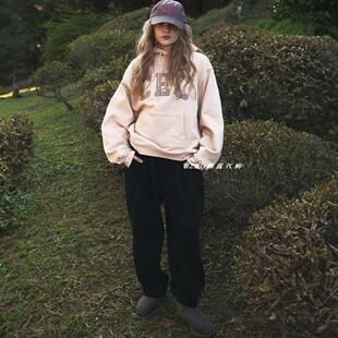 限时特价 韩国代购chancechance经典百搭宽松CEC标志连帽加绒卫衣