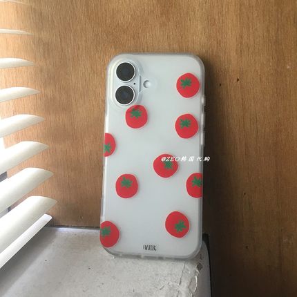 ZEO 韩国代购 小众设计ins风 卡通番茄透明手机壳 苹果三星保护壳