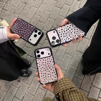 ZEO 韩国代购 小众设计ins风 豹纹斑点银框手机壳 苹果三星保护壳