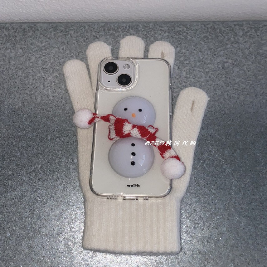 韩国代购雪人树脂立体透明手机壳