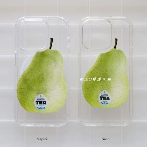 韩国代购TEA标签鸭梨印花手机壳