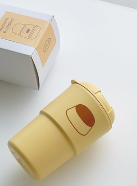 韩国正品代购 hookka 可爱布丁图案 ins小众冷热随手保温保冷水杯