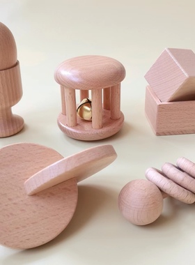 婴幼新生儿鸡蛋杯抓握精细动作训练手摇铃早教可啃咬玩具0-3岁