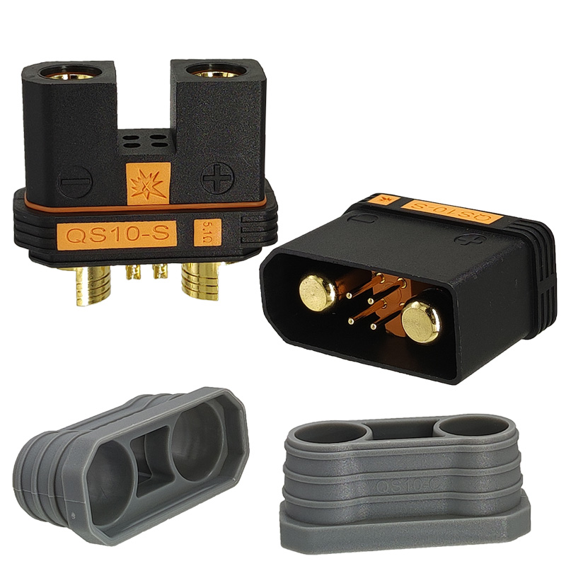 QS10-S植保无人机2+4带信号针锂电池连接器 大电流防打火电源插头