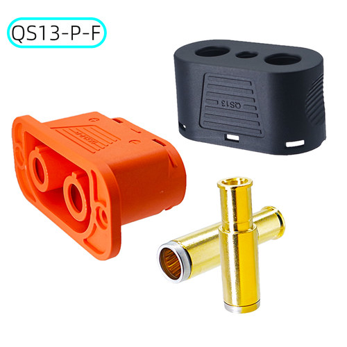 QS13-P-F带法兰固定耳插头母座 2+8针大电流锂电池公母对插连接器