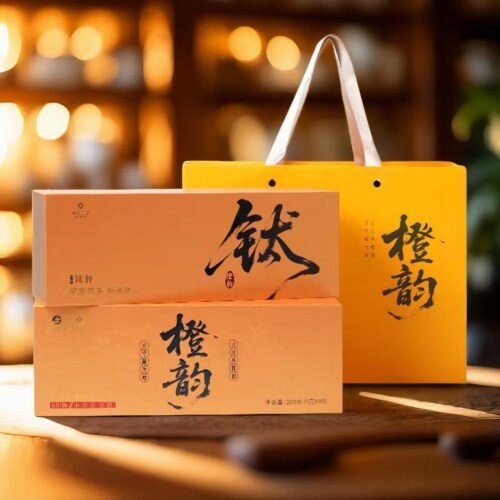 张家界桑植白茶饼干茶礼盒装纯钛保温杯礼盒橙韵钛杯组合老白茶