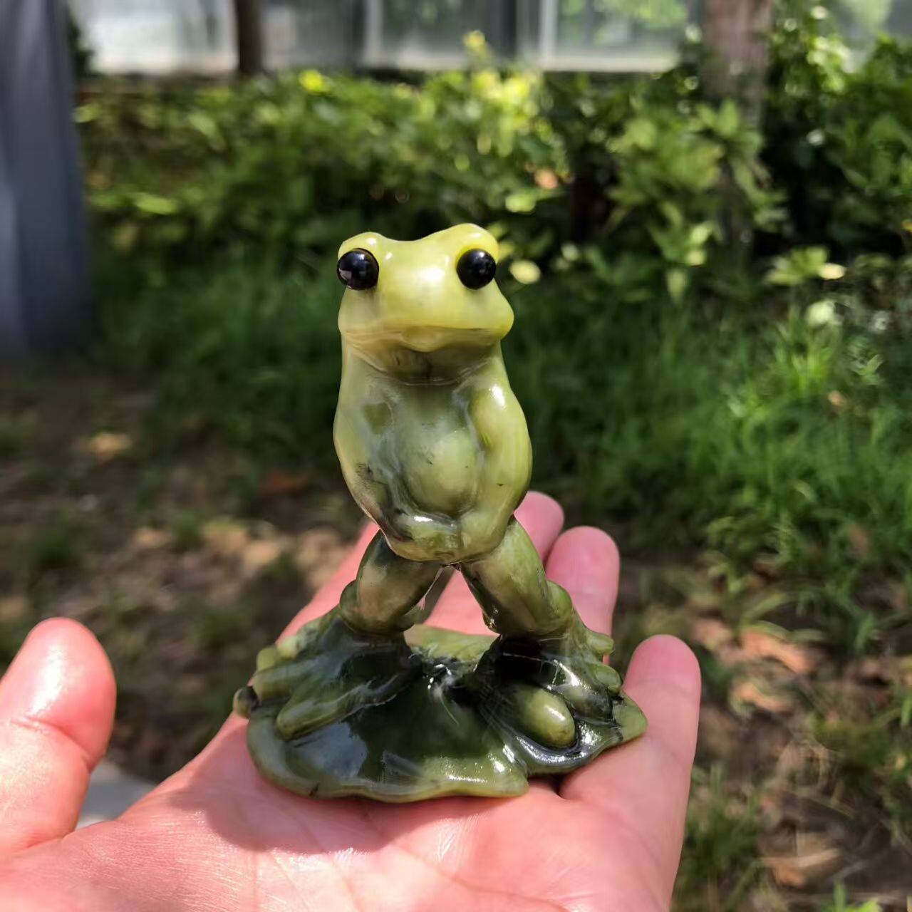 天然水晶原石打磨工艺品家居灵性摆件南方玉雕刻奇石青蛙摆件