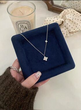 轻奢高级感四叶草项链莫桑钻简约设计师镶嵌锆石百搭精致女锁骨链