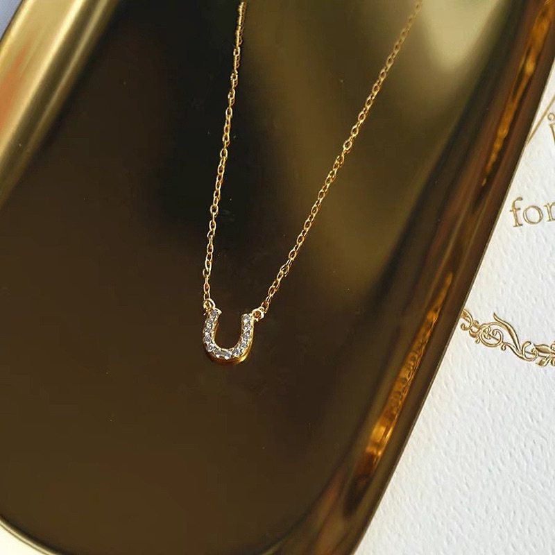 日本幸运u形马蹄铁吊坠agete14k包金轻奢高级感设计百搭锁骨项链