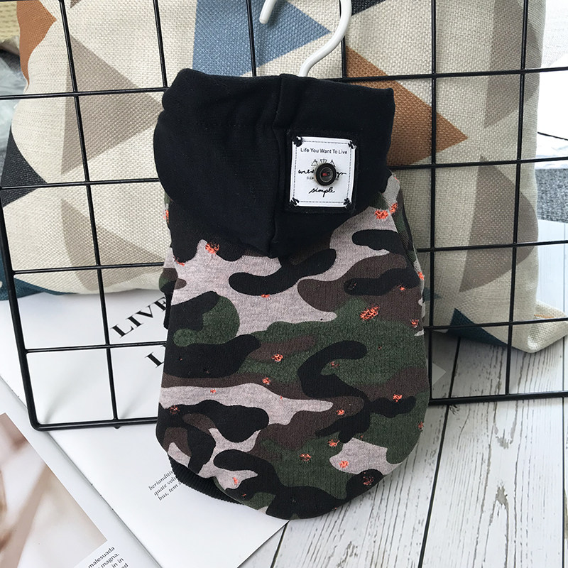 秋装款镂空全棉带帽迷彩时尚卫衣宠物衣服泰迪比熊小狗猫咪服饰