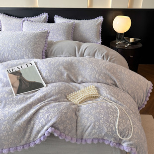 南通染茉纺织品有限公司A类母婴级加厚牛奶绒四件套轻奢雕花绒