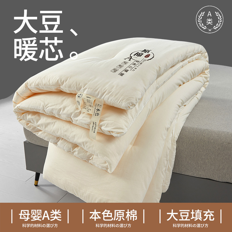 海门区冬日倦纺织品厂A类母婴级原棉大豆纤维被 春秋被加厚保暖冬