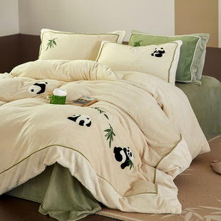 通州区雅佰庭纺织品厂A类加厚保暖亲肤冬季牛奶绒四件套雕花毛巾