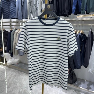 T恤男圆领透气百搭夏季 休闲风条纹短袖 专柜余单 2W045A H系剪
