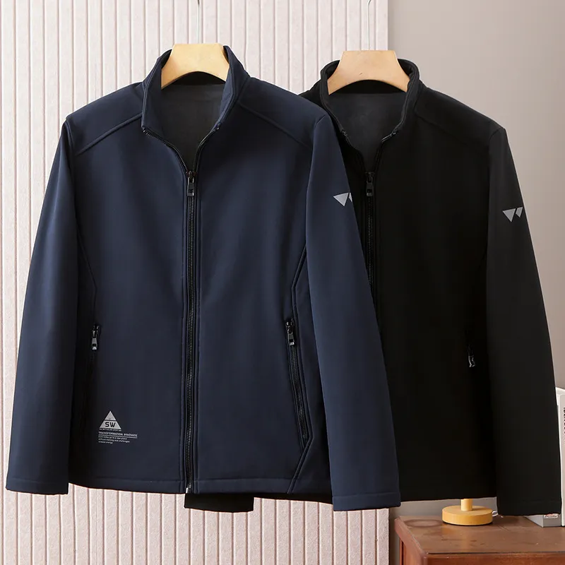 新款狼撤柜中年男士加绒夹克秋冬季厚款户外保暖男装上衣外套1225