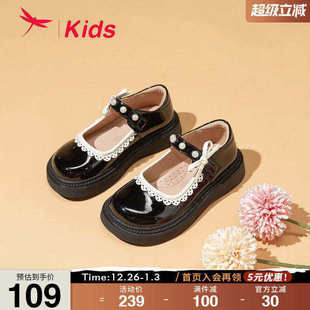 软底舒适透气玛丽珍 黑色演出公主儿童皮鞋 红蜻蜓女童单鞋 春秋新款