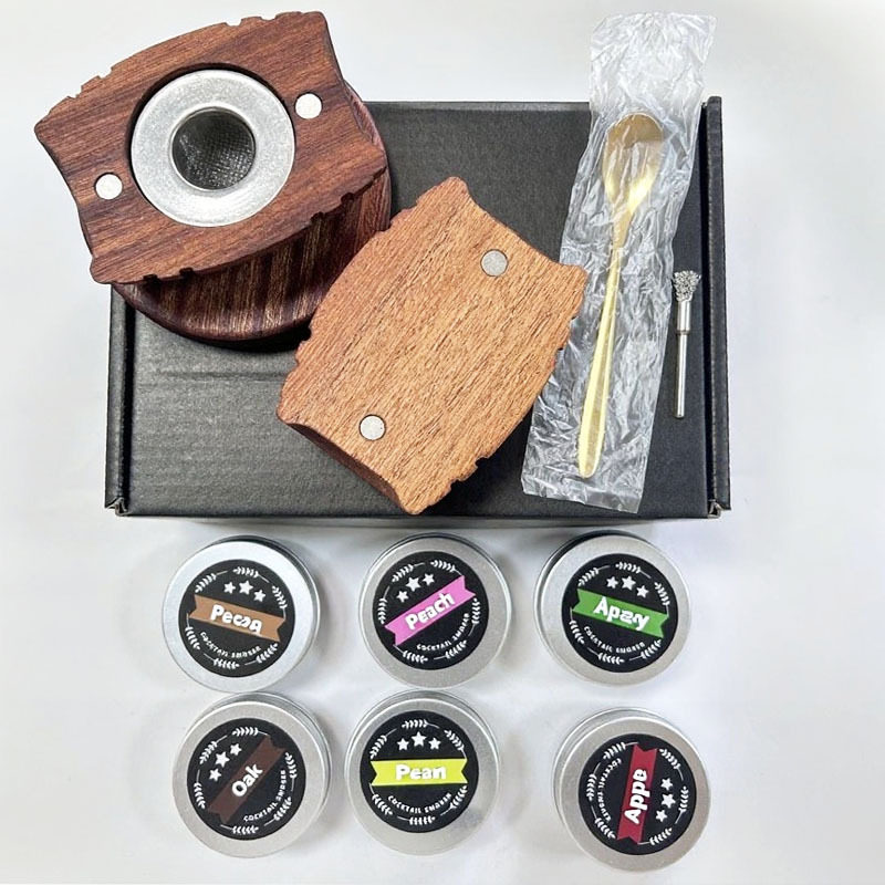 现货批发威士忌烟熏器酒桶套装水果口味木屑鸡尾酒烟熏器调酒礼品