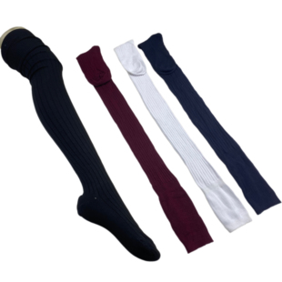 瑕疵款 韩版宽竖条纹加长款女士纯色过膝长筒袜