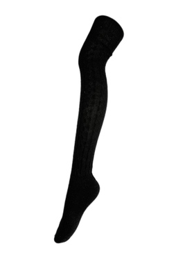 日单  长筒袜女黑色绞花透气拼接不勒腿高筒过膝盖大腿袜堆堆袜