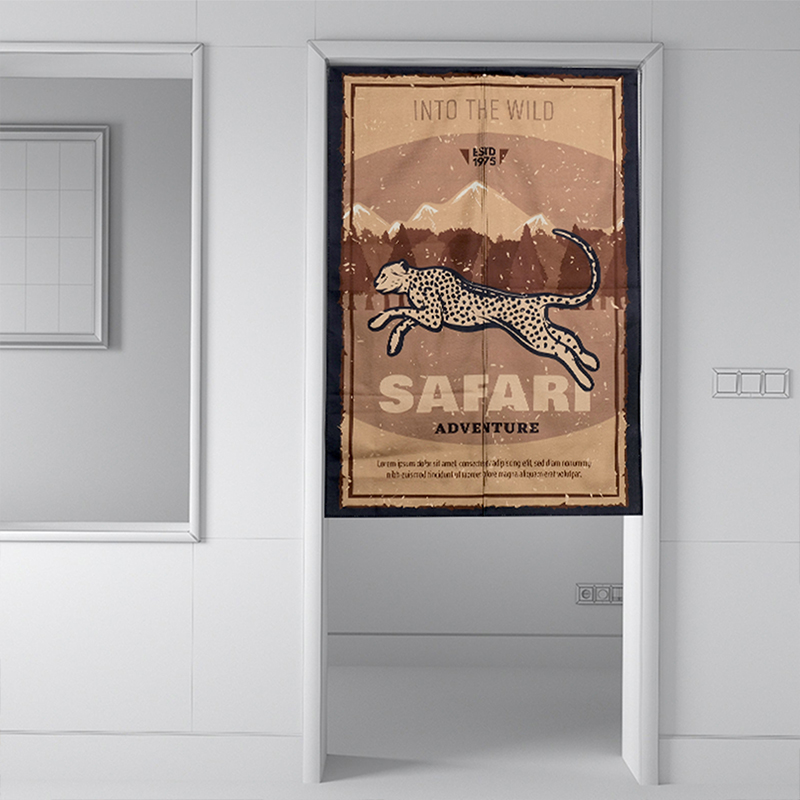 非洲豹吸门帘民宿挂布隔断