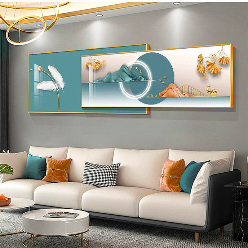 轻奢客厅叠加装饰画沙发背景墙挂画抽象北欧简约大气卧室床头壁画