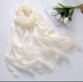 单色拍照沙滩巾 春秋围巾送礼头巾 白色纯色丝巾 缎面丝绸爆款